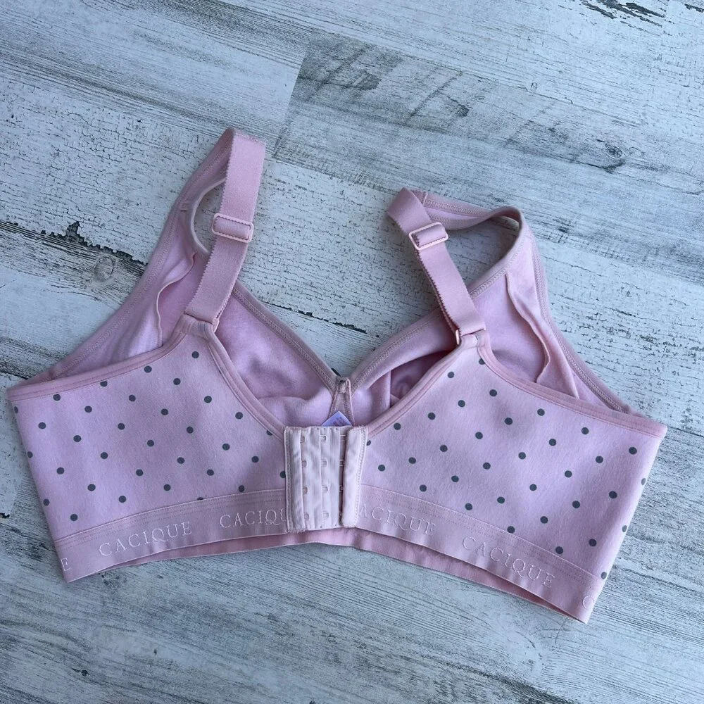 Cacique Bra 44D Pink Gray‎ Polka Dot